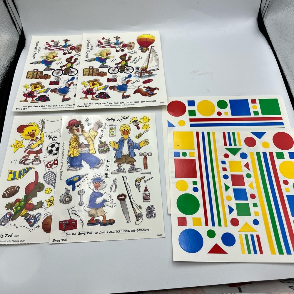 Vibrant Vintage Suzy’s zoo kids sticker sheet set